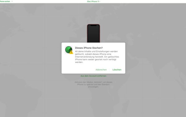 iPhone Suche deaktivieren - Standort ist nicht gespeichert - iPhone löschen