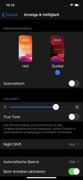 iPhone-Einstellungen: Der Dark Mode
