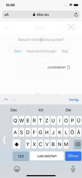 iOS - Vergleich Tastatur im Einhand-Modus 2