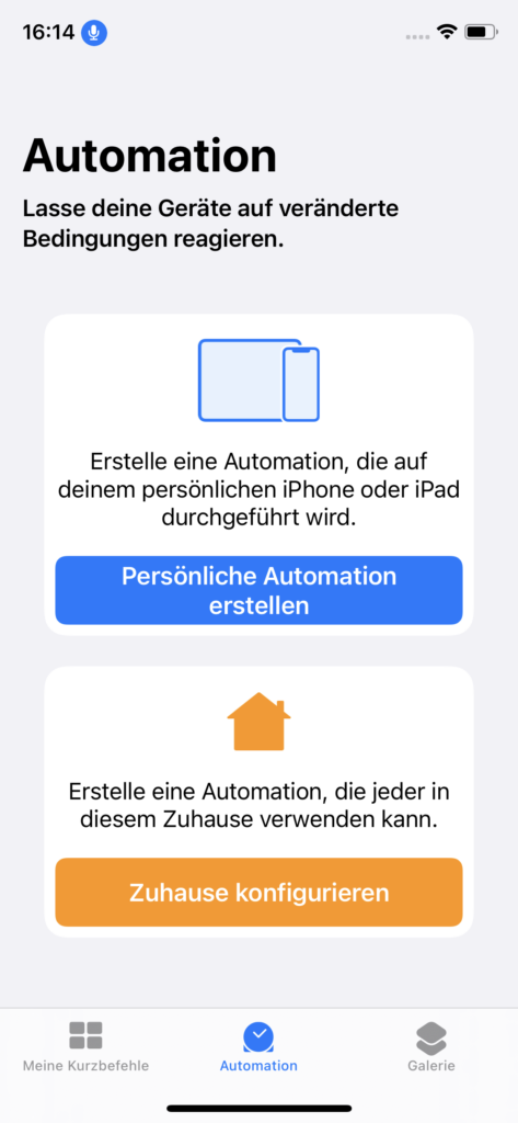 Menüpunkt Automation